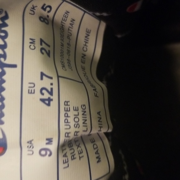 Men's Champion Black Genuine Leather Sneakers with White Rubber Soles; Size 9 - Picture 8 of 10